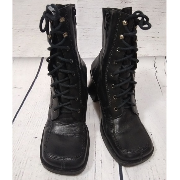 90s square toe and block heel lace up boots - Picture 3 of 6